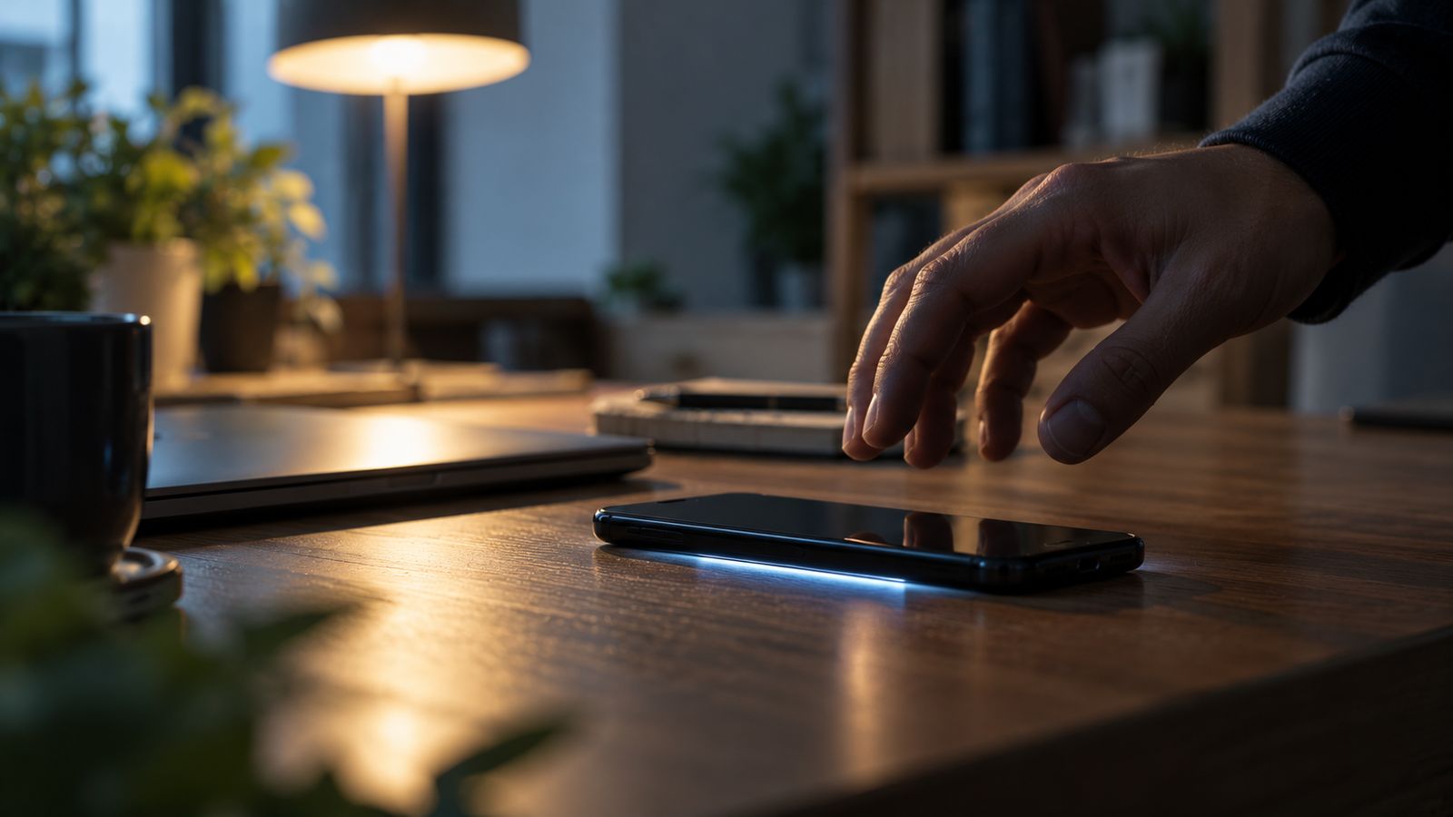 Smartphone appoggiato su una scrivania, in attesa di essere analizzato